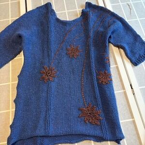 'Handmade vintage‎ romantic Edwardian Victorian blue and copper crotched knit